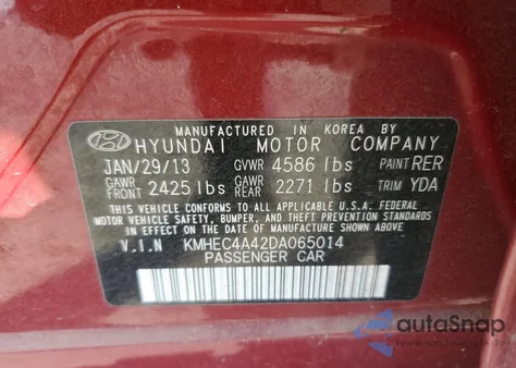 2013 Hyundai Sonata Hybrid из США, поврежденный, VIN KMHEC4A42DA065014
